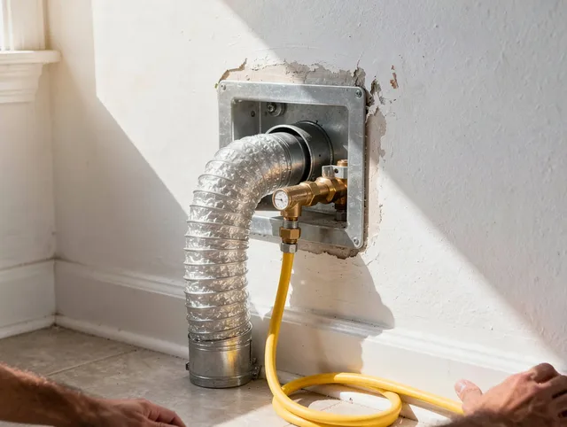 Brook Park Dryer Vent Cleaning certified technician performing specialized gas dryer vent cleaning in Brook Park